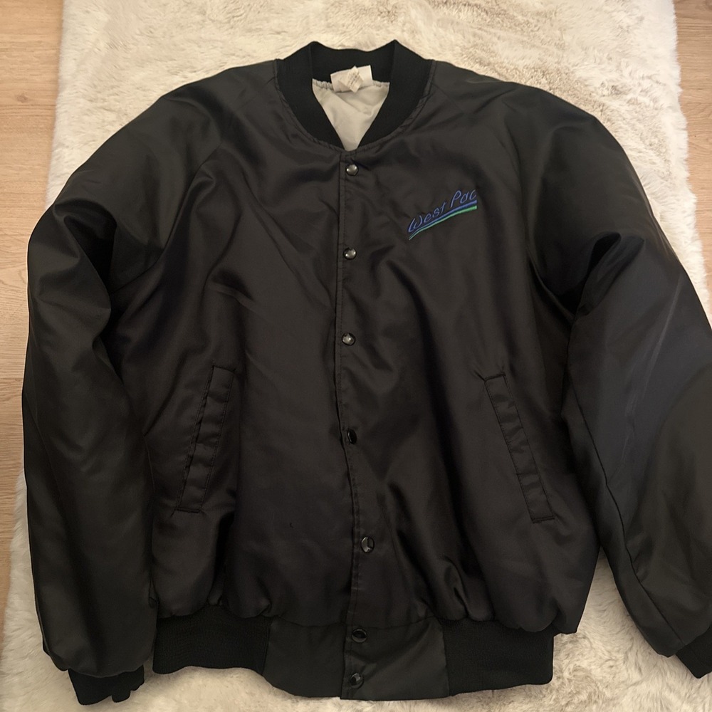 Vintage 80's West ‎ PAC Satin Nylon Jacket MADE IN USA  Size 46/48  Black
